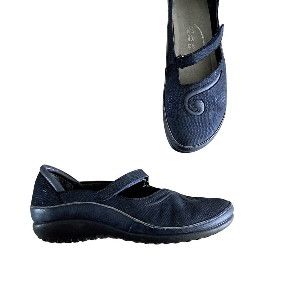 NAOT Matai Mary Jane Flat Comfort Shoe US 9 EU 40 Leather Navy Blue